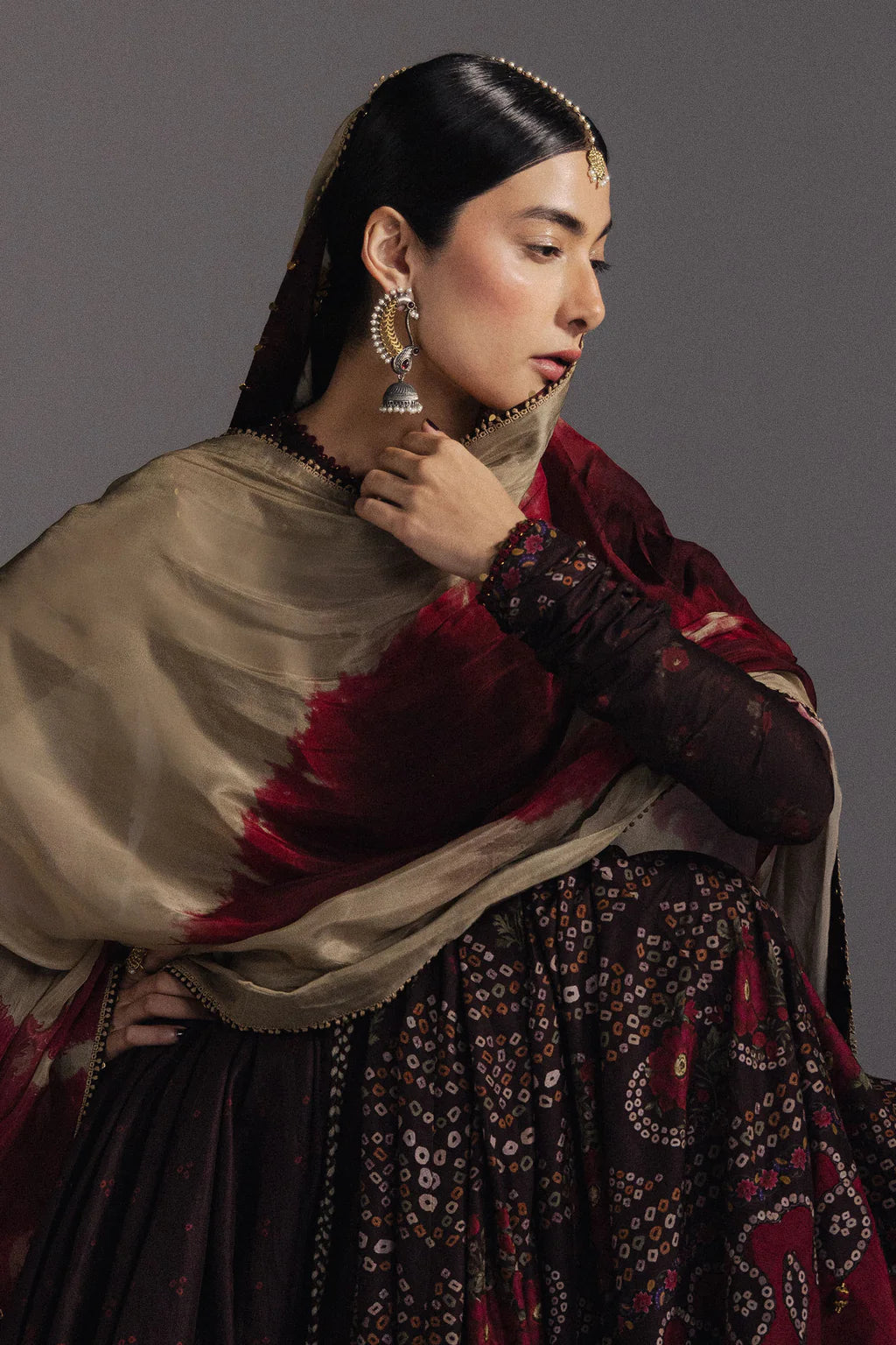 ZARA SHAH JAHAN-3PC DIGITAL PRINTED FROCK WITH SILK PRINTED DUPATTA & DYED TROUSER-UR-524
