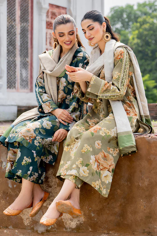 BAROUQE-3PC KARANDI PRINTED SHIRT WITH KARANDI PRINTED DUPATTA AND TROUSER-UR-