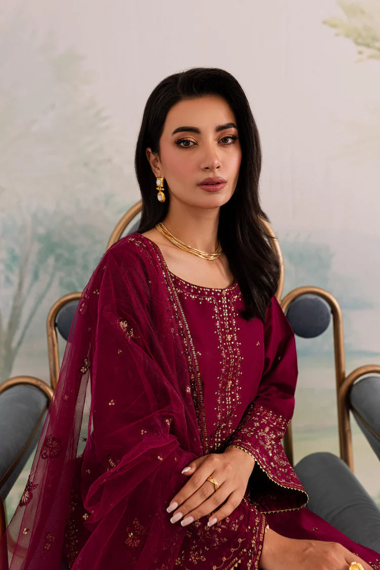 BATIK-3PC DHANAK EMBROIDERED SHIRT WITH CHIFFON EMBROIDERED DUPATTA AND TROUSER-UR-3855