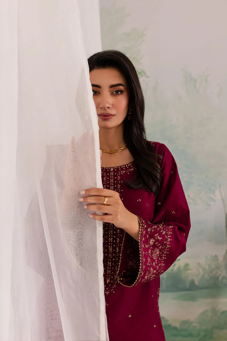 BATIK-3PC DHANAK EMBROIDERED SHIRT WITH CHIFFON EMBROIDERED DUPATTA AND TROUSER-UR-3855