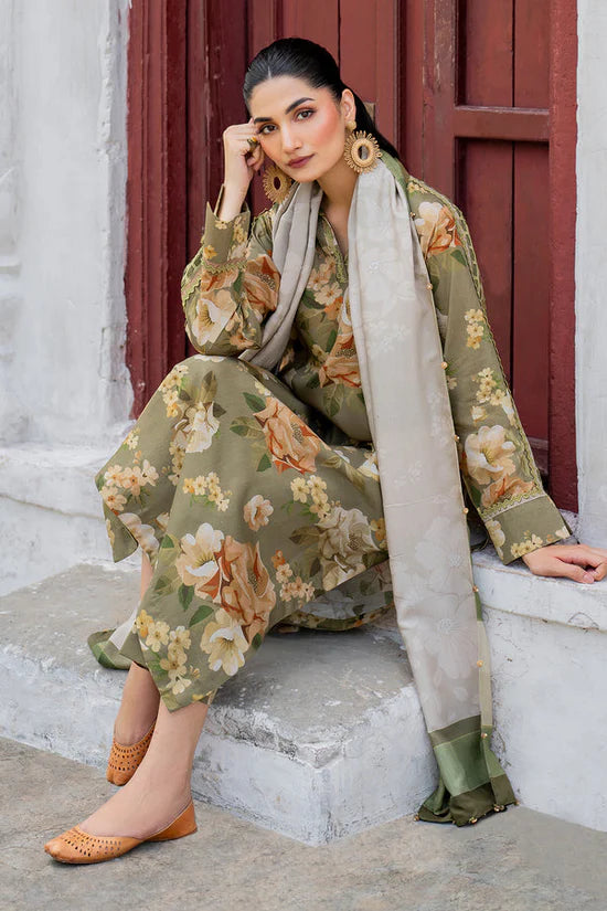 BAROUQE-3PC KARANDI PRINTED SHIRT WITH KARANDI PRINTED DUPATTA AND TROUSER-UR-