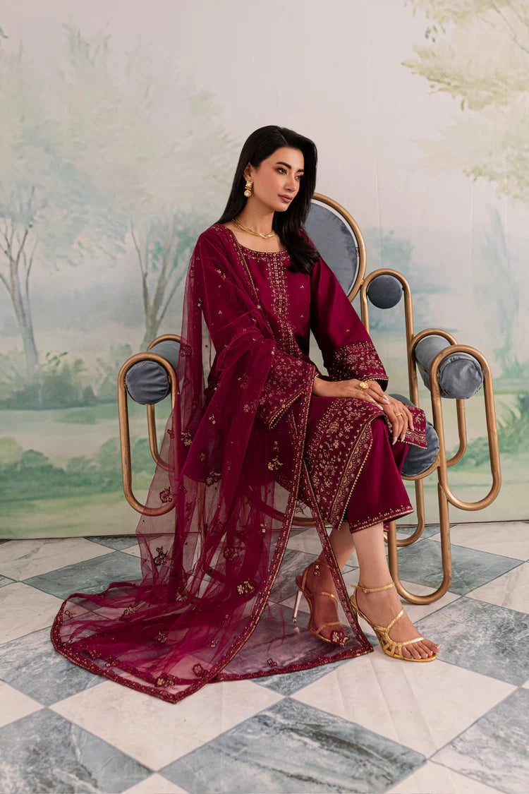 BATIK-3PC DHANAK EMBROIDERED SHIRT WITH CHIFFON EMBROIDERED DUPATTA AND TROUSER-UR-3855