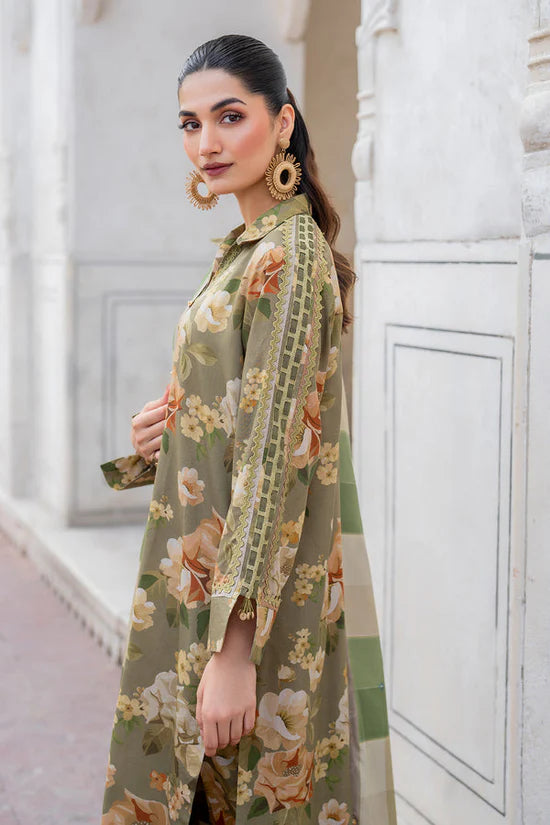 BAROUQE-3PC KARANDI PRINTED SHIRT WITH KARANDI PRINTED DUPATTA AND TROUSER-UR-