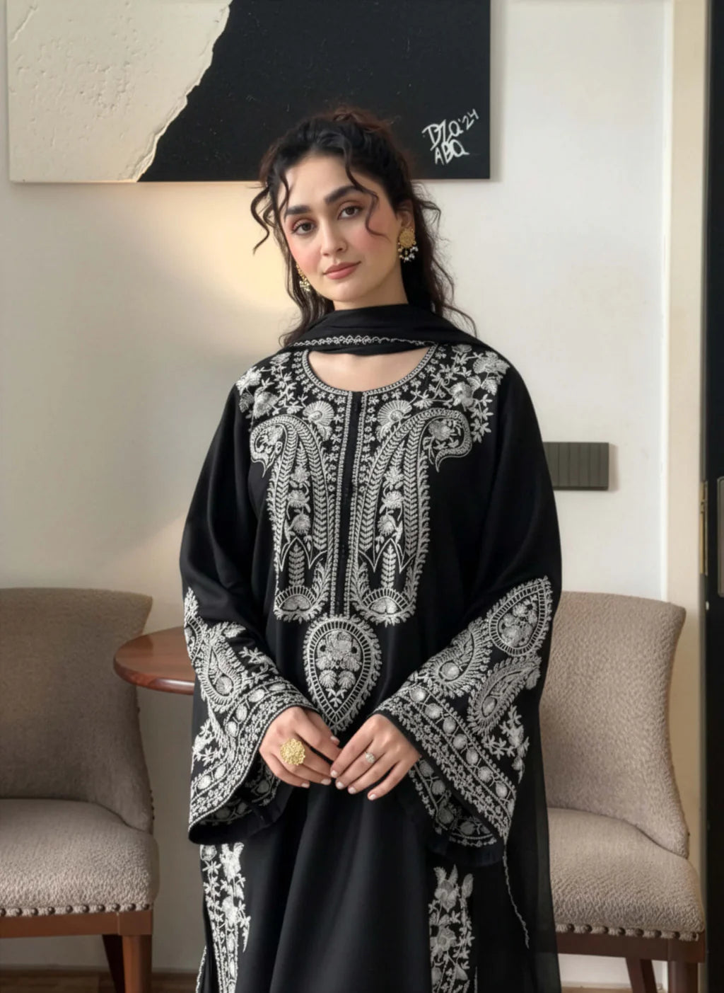 MIRANA-3PIECE LAWN EMBROIDERED SHIRT WITH BAMBER CHIFFON DUPATTA AND EMB TROUSER-UR-
