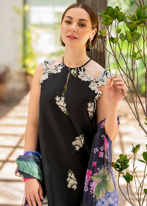 ASIFA NABEEL-3PC LAWN PRINT EMBROIDERED SHIRT WITH CHIFFON PRINT DUPATTA AND PRINT TROUSER-UR-013