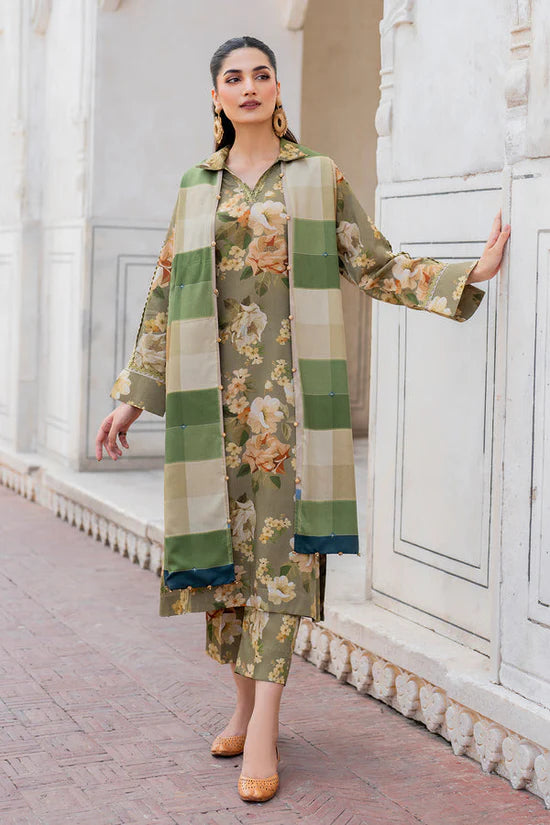 BAROUQE-3PC KARANDI PRINTED SHIRT WITH KARANDI PRINTED DUPATTA AND TROUSER-UR-