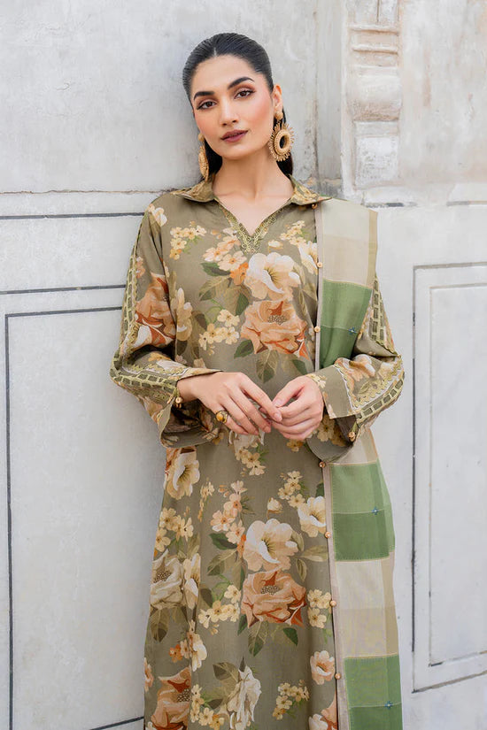 BAROUQE-3PC KARANDI PRINTED SHIRT WITH KARANDI PRINTED DUPATTA AND TROUSER-UR-