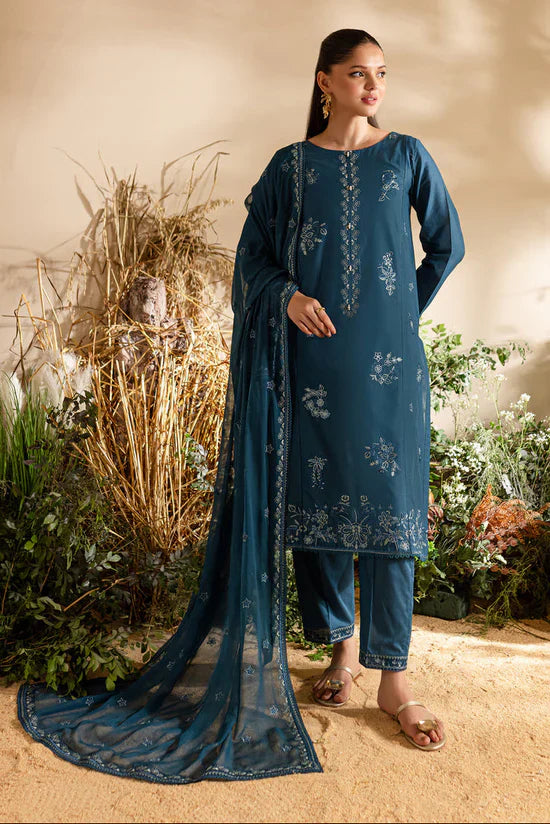 BATIK-3PC DHANAK EMBROIDERED SHIRT WITH CHIFFON EMBROIDERED DUPATTA AND TROUSER-UR-4036