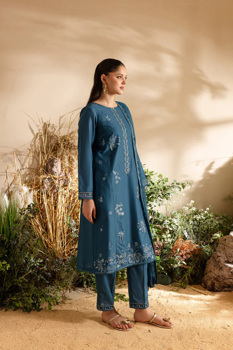BATIK-3PC DHANAK EMBROIDERED SHIRT WITH CHIFFON EMBROIDERED DUPATTA AND TROUSER-UR-4036