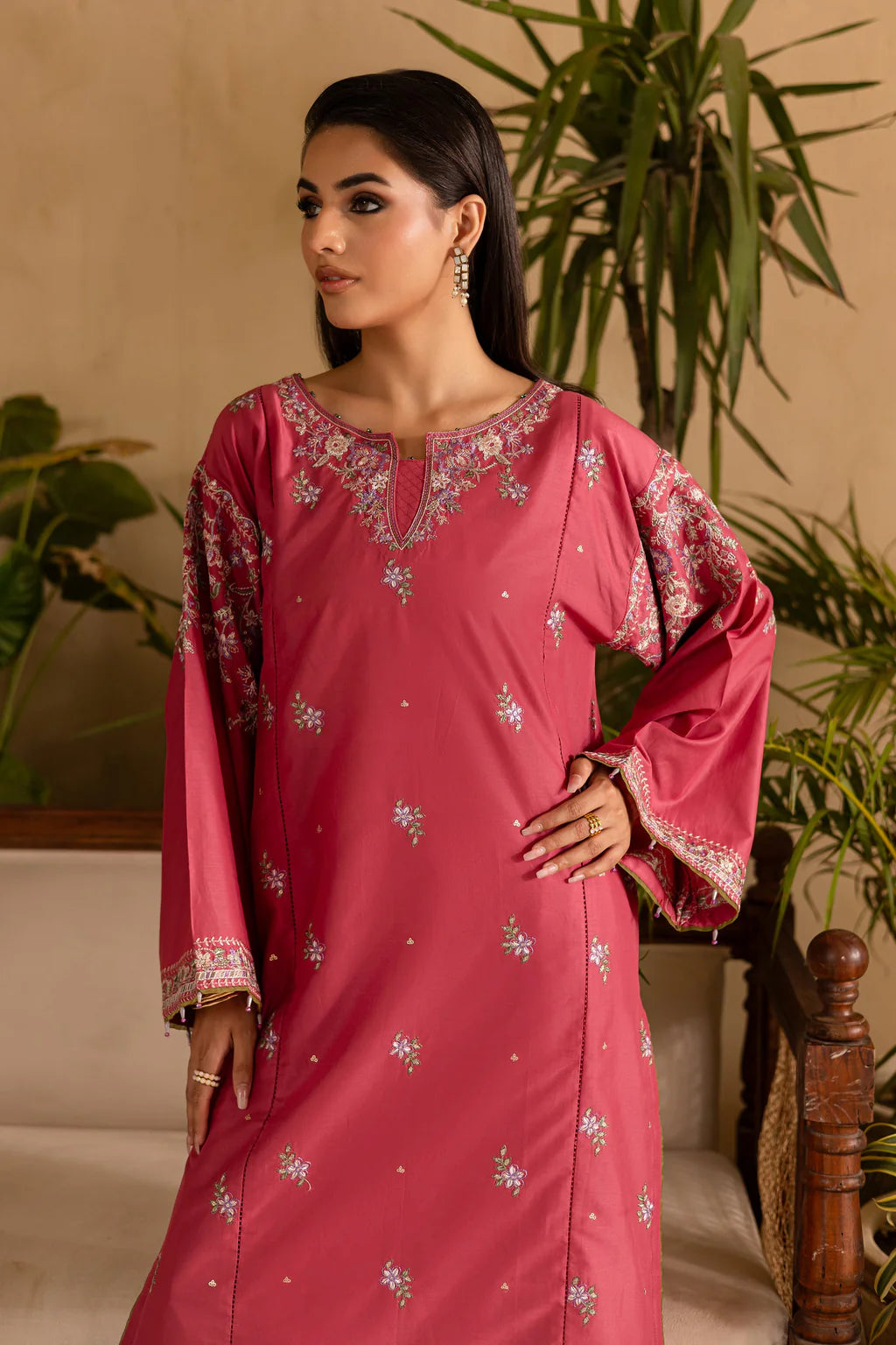 BATIK-2PC DHANAK EMBROIDERED SHIRT & EMBROIDERED TROUSER-UR-3821