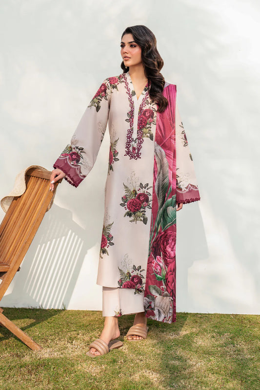 IZNIK-3PC KARANDI PRINTED SHIRT WITH KARANDI PRINTED DUPATTA AND TROUSER-UR-2239