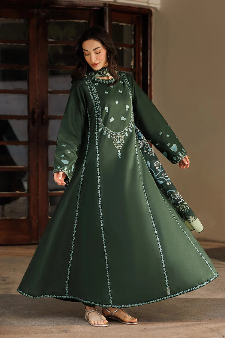 ETHNC-3PC LAWN EMBROIDERED SHIRT WITH SILK PRINTED DUPATTA AND TROUSER-UR-4531