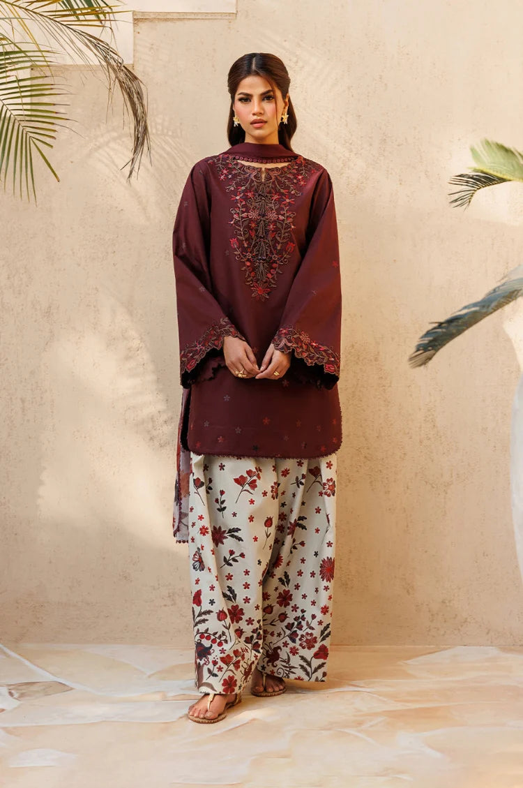IZNIK-3PC LAWN EMBROIDERED SHIRT WITH SILK PRINTED DUPATTA AND PRINTED TROUSER-UR-508