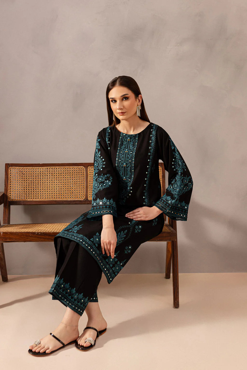 BATIK-2PC LAWN SEQUIN EMBROIDERED SHIRT WITH LAWN SEQUIN EMBROIDERED TROUSER-UR-1215