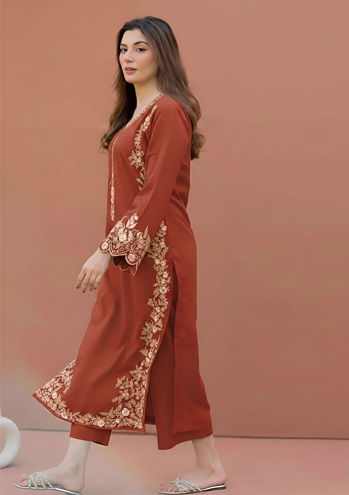 LAJWANTI-2PC LAWN EMBROIDERED SHIRT WITH LAWN TROUSER-UR-121