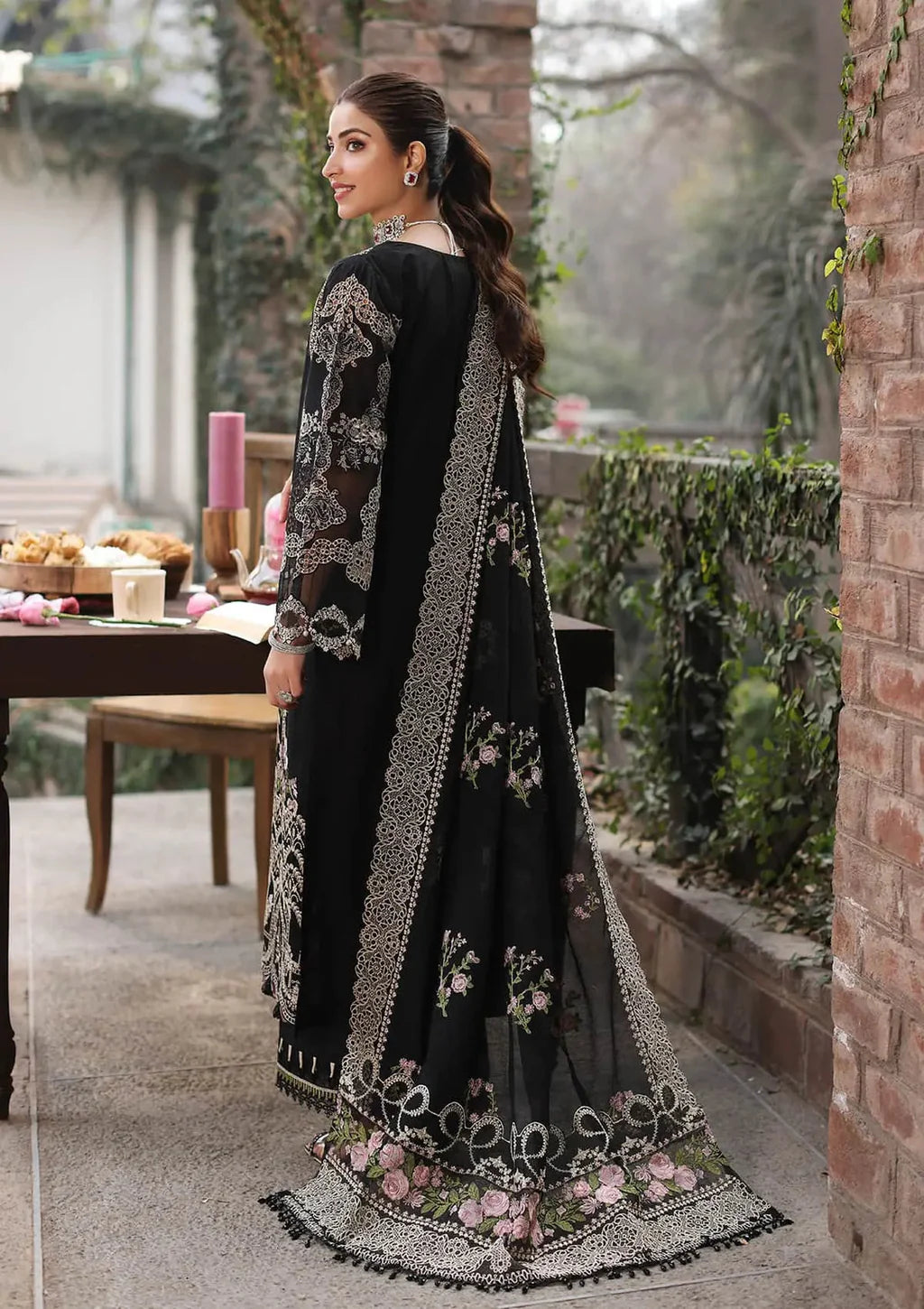ASIM JOFA-3PC LAWN EMBROIDERED SHIRT WITH CHIFFON EMBROIDERED DUPATTA AND TROUSER-UR-4226