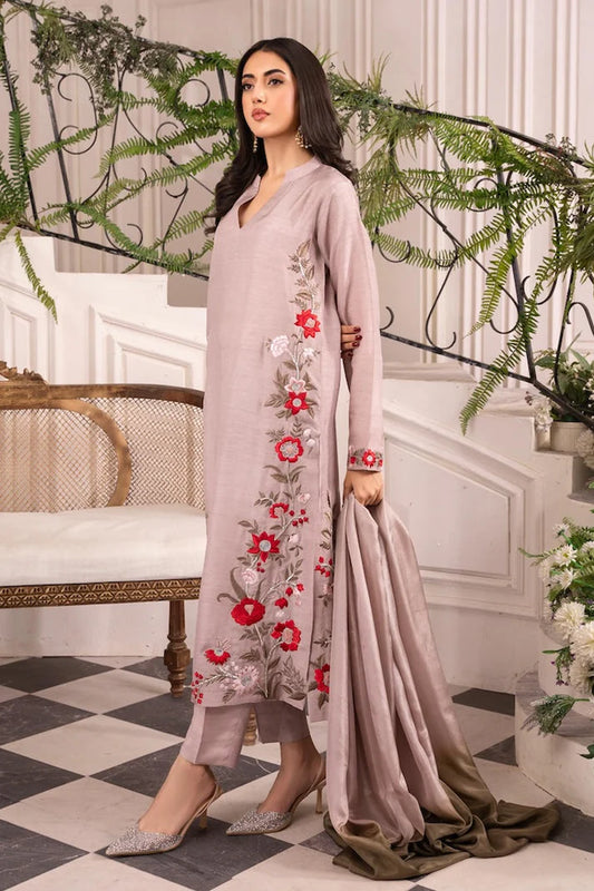 MIRANA-3PC LAWN EMBROIDERED SHIRT WITH CHIFFON TYE & DYE DUPATTA AND TROUSER-UR-2839