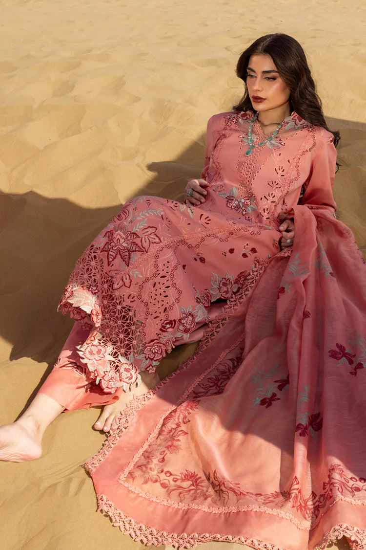 RANG RASIYA-3PC LAWN CHIKANKARI EMBROIDERED SHIRT WITH KHAADI NET EMBROIDERED DUPATTA AND TROUSER-UR-3661