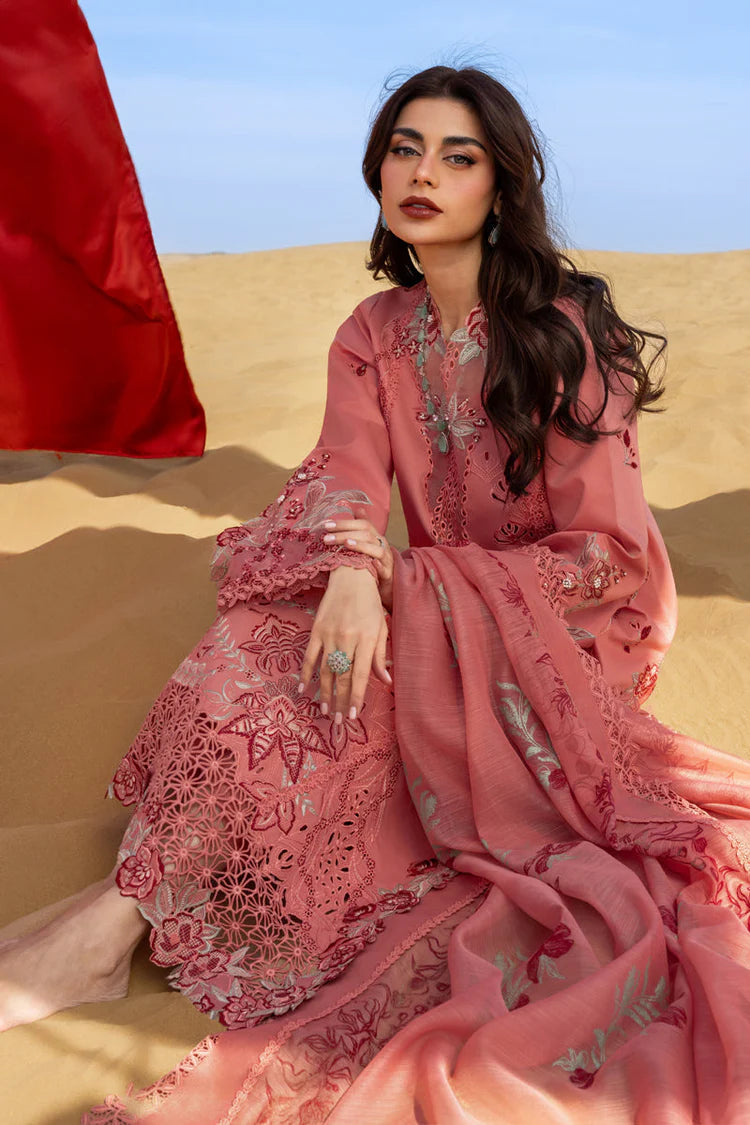 RANG RASIYA-3PC LAWN CHIKANKARI EMBROIDERED SHIRT WITH KHAADI NET EMBROIDERED DUPATTA AND TROUSER-UR-3661