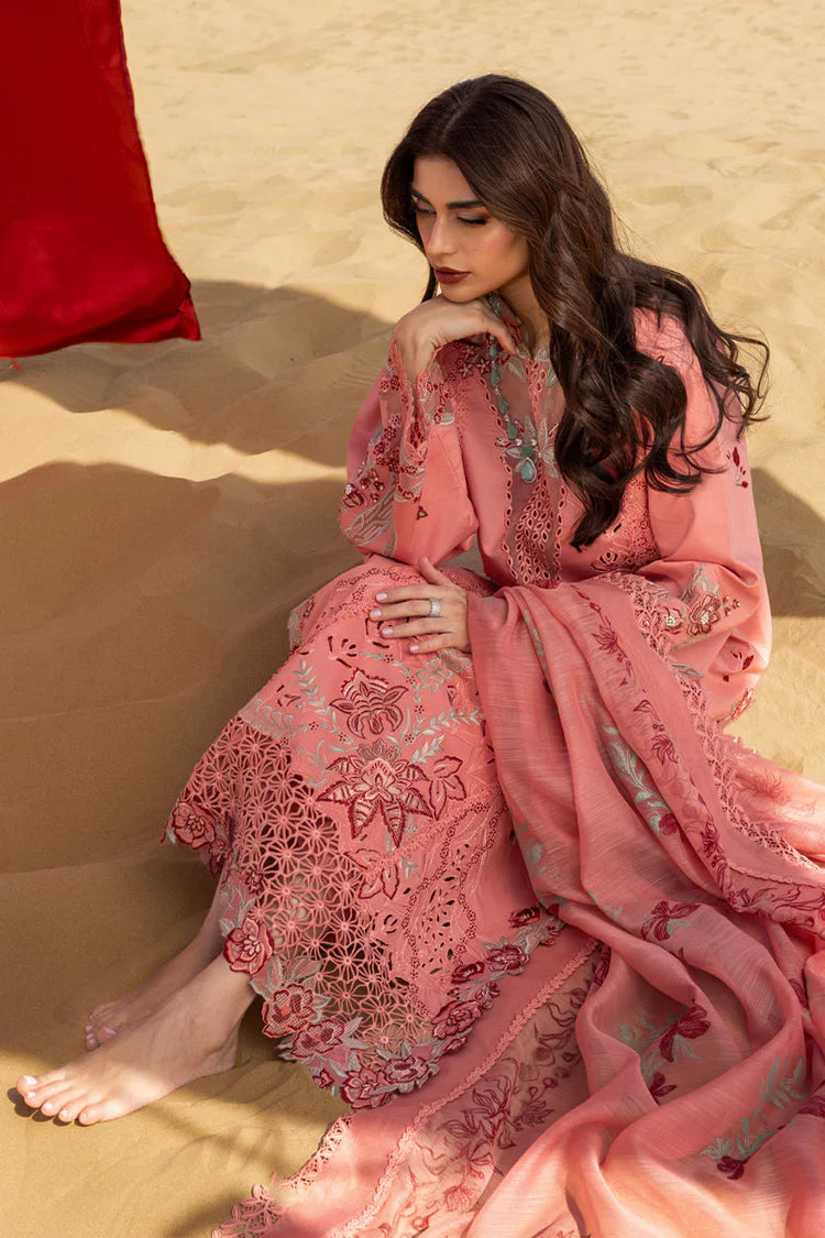 RANG RASIYA-3PC LAWN CHIKANKARI EMBROIDERED SHIRT WITH KHAADI NET EMBROIDERED DUPATTA AND TROUSER-UR-3661