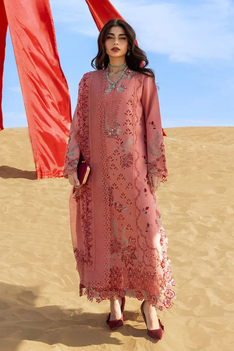 RANG RASIYA-3PC LAWN CHIKANKARI EMBROIDERED SHIRT WITH KHAADI NET EMBROIDERED DUPATTA AND TROUSER-UR-3661