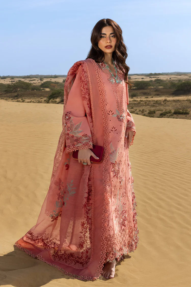 RANG RASIYA-3PC LAWN CHIKANKARI EMBROIDERED SHIRT WITH KHAADI NET EMBROIDERED DUPATTA AND TROUSER-UR-3661