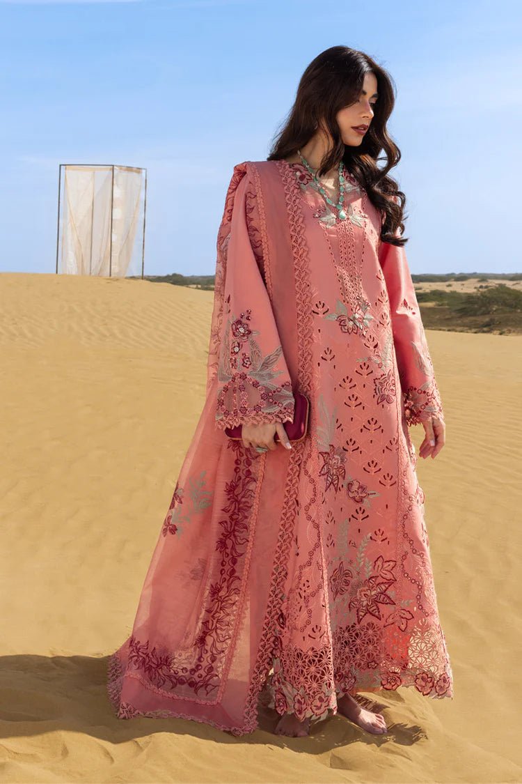 RANG RASIYA-3PC LAWN CHIKANKARI EMBROIDERED SHIRT WITH KHAADI NET EMBROIDERED DUPATTA AND TROUSER-UR-3661