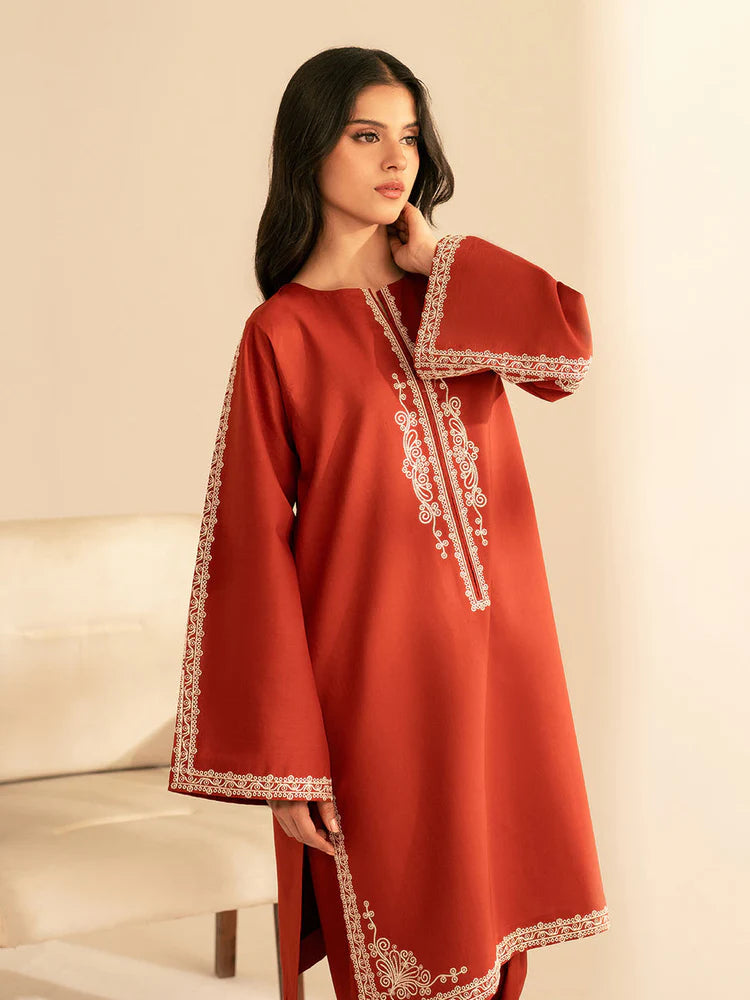 BATIK-2PC DHANAK EMBROIDRED SHIRT WITH DHANAK EMBROIDRED SLEEVES-UR-2704