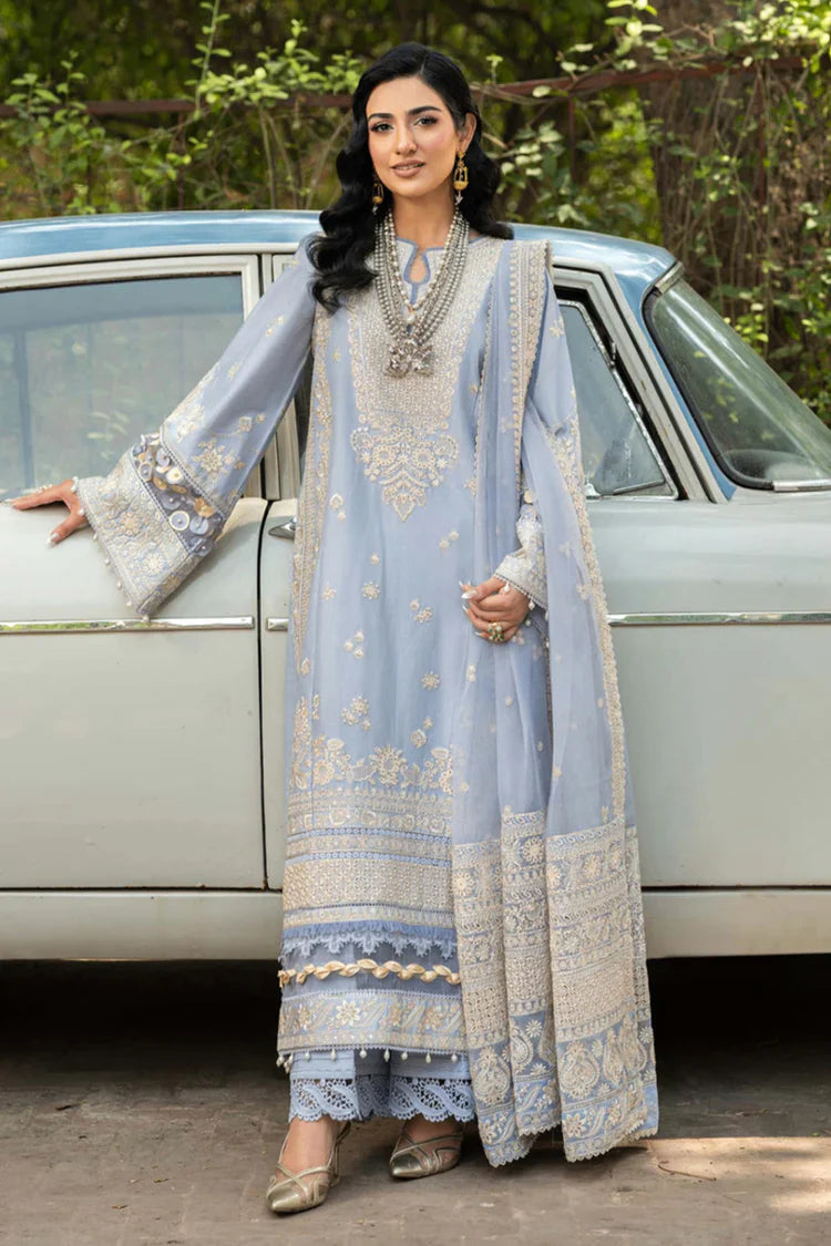 ETHNC-3PC LAWN EMBROIDERED SHIRT WITH ORGANZA EMBROIDERED DUPATTA AND TROUSER-UR-4589