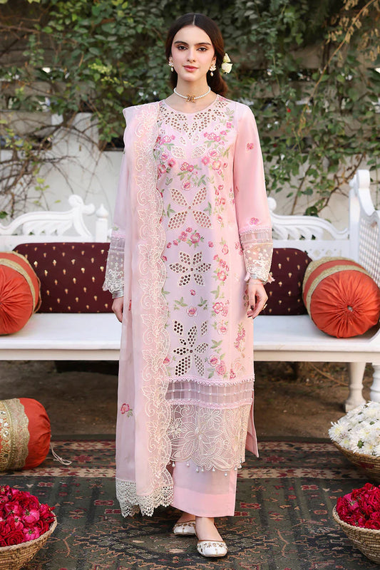 MAHNUR-3PC LAWN EMBROIDERED SHIRT WITH MONARK EMBROIDERED DUAPATTA AND TROUSER-UR-2873