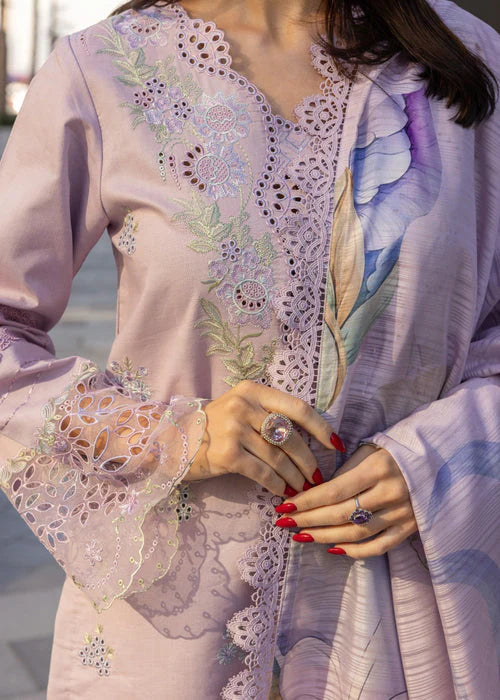RANG RASIYA-3PC LAWN EMBROIDERED SHIRT WITH MONARK PRINT DUPATTA AND TROUSER-UR-2807