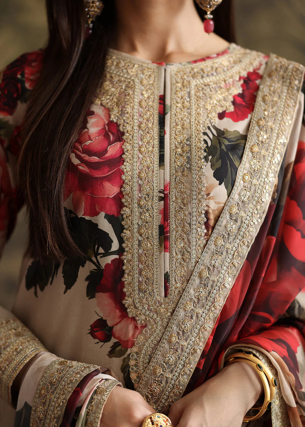 ZAINAB CHOTANI-3PC SHAMOZ SILK PRINT EMBROIDERED SHIRT WITH SOFT SILK PRINT EMBROIDERED DUPATTA & EMB SILK TROUSER-UR-1902