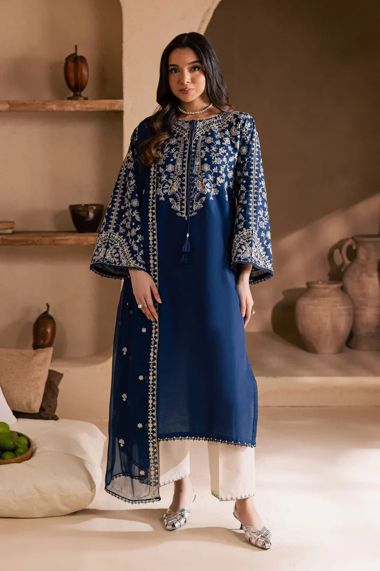 BATIK-3PC LAWN EMBROIDERED SHIRT WITH CHIFFOON EMBROIDERED DUPATTA AND EMB TROUSER-UR-3572