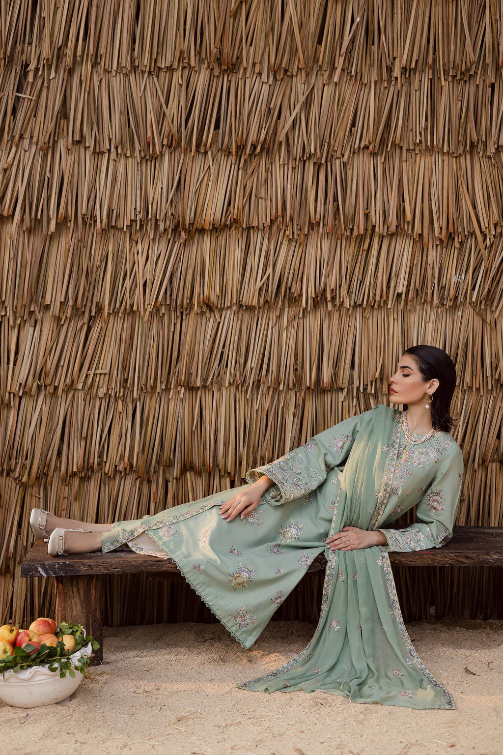 BATIK-3PC LAWN EMBROIDERED SHIRT WITH CHIFFON EMBROIDERED DUPATTA AND EMB TROUSER-UR-3541