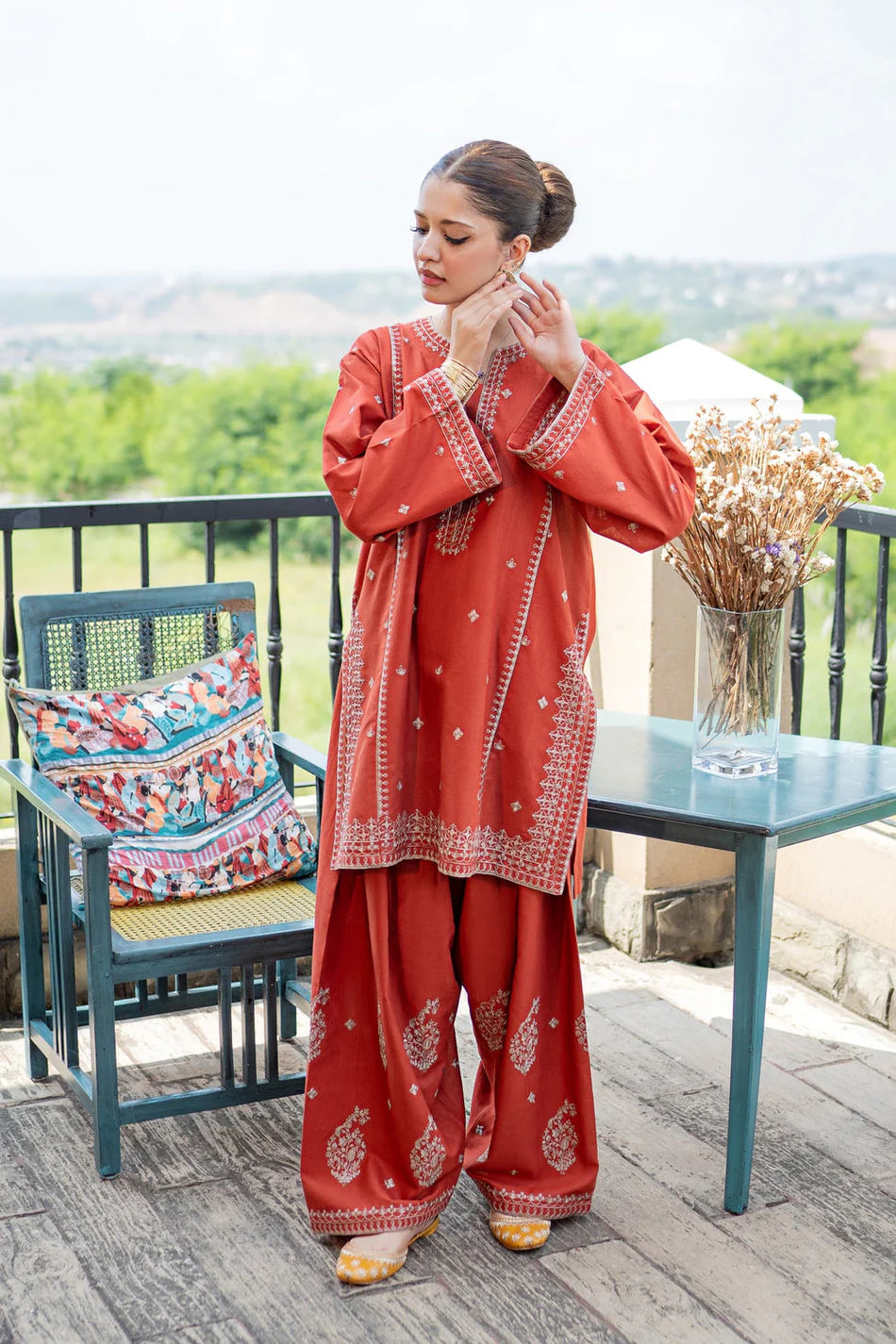 URGE-2PIECE LAWN EMBROIDERED SHIRT WITH LAWN EMBROIDERED TROUSER-UR-222