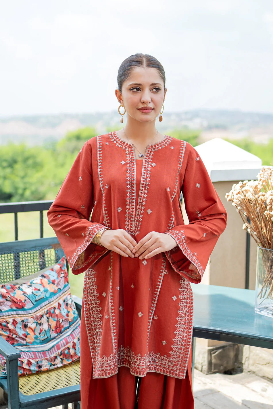 URGE-2PIECE LAWN EMBROIDERED SHIRT WITH LAWN EMBROIDERED TROUSER-UR-222