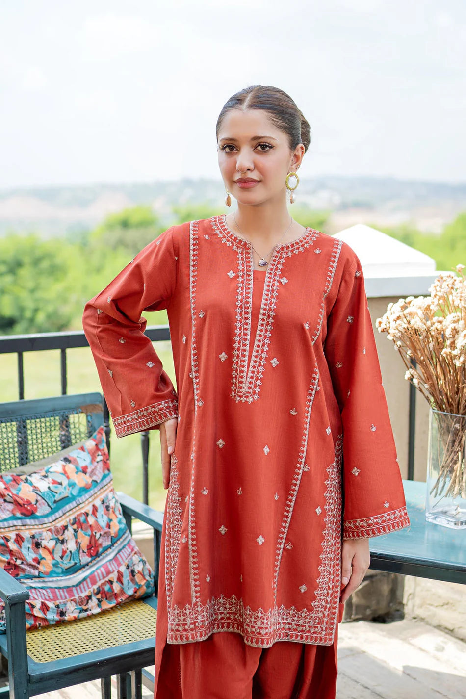 URGE-2PIECE LAWN EMBROIDERED SHIRT WITH LAWN EMBROIDERED TROUSER-UR-222