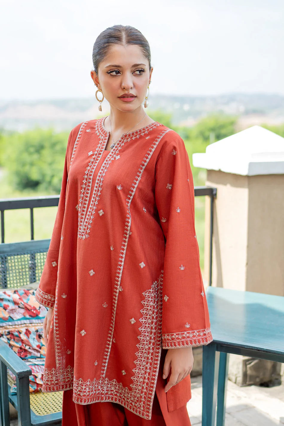 URGE-2PIECE LAWN EMBROIDERED SHIRT WITH LAWN EMBROIDERED TROUSER-UR-222