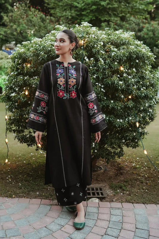 URGE-2PC DHANAK EMBROIDERED SHIRT WITH DHANAK EMB TROUSER-UR-172