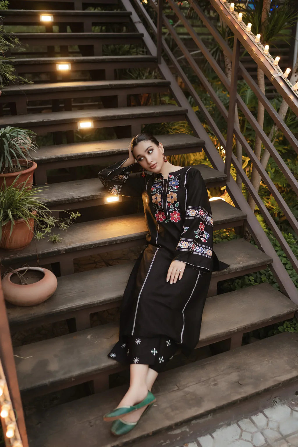 URGE-2PC DHANAK EMBROIDERED SHIRT WITH DHANAK EMB TROUSER-UR-172