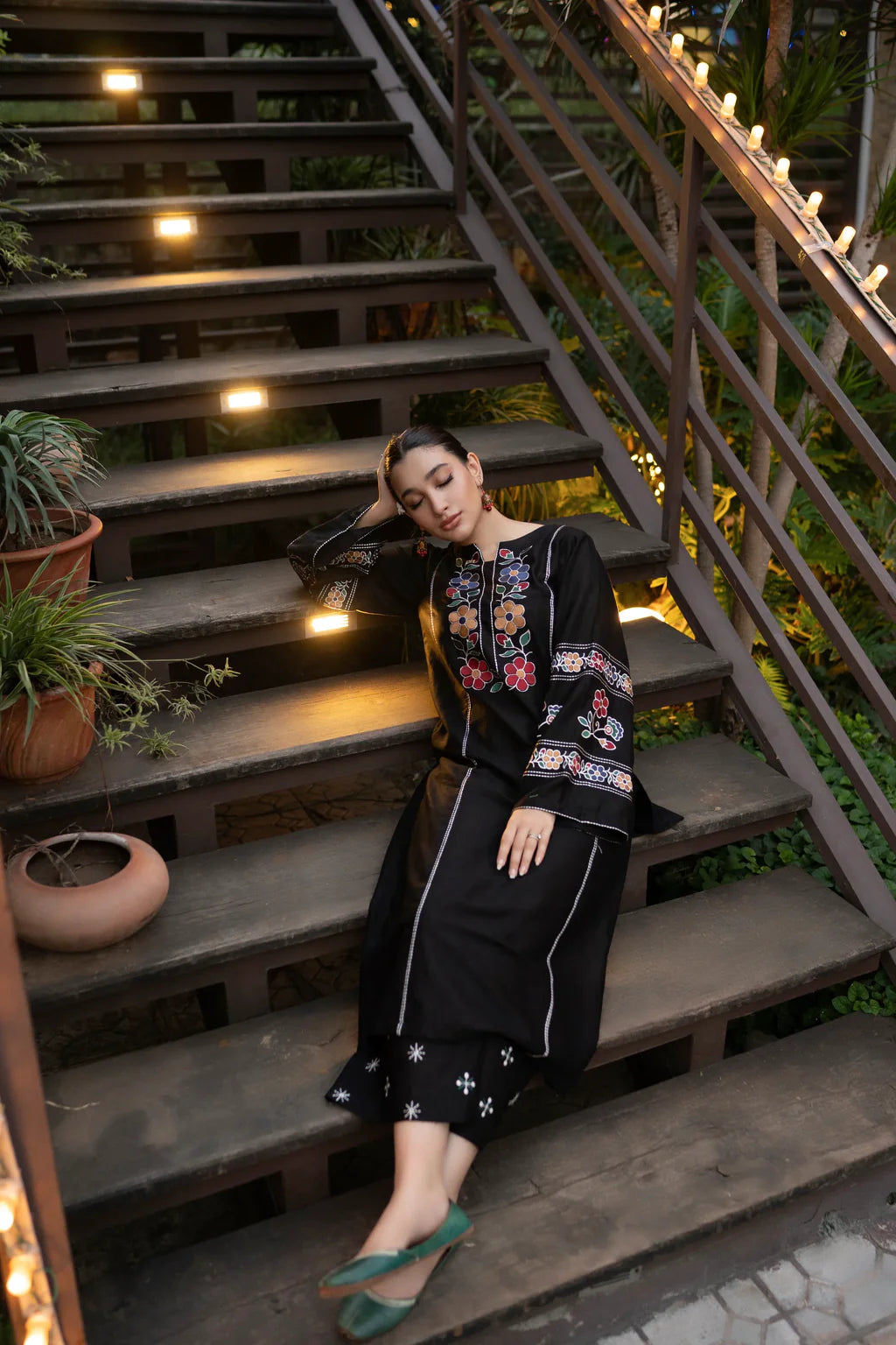 URGE-2PC DHANAK EMBROIDERED SHIRT WITH DHANAK EMB TROUSER-UR-172