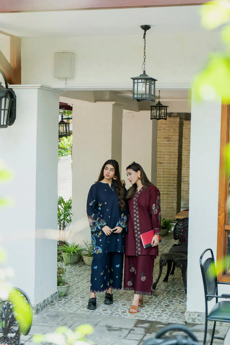 URGE-2PC DHANAK EMBROIDERED SHIRT WITH DHANAK EMBROIDRED TROUSER-UR-2705