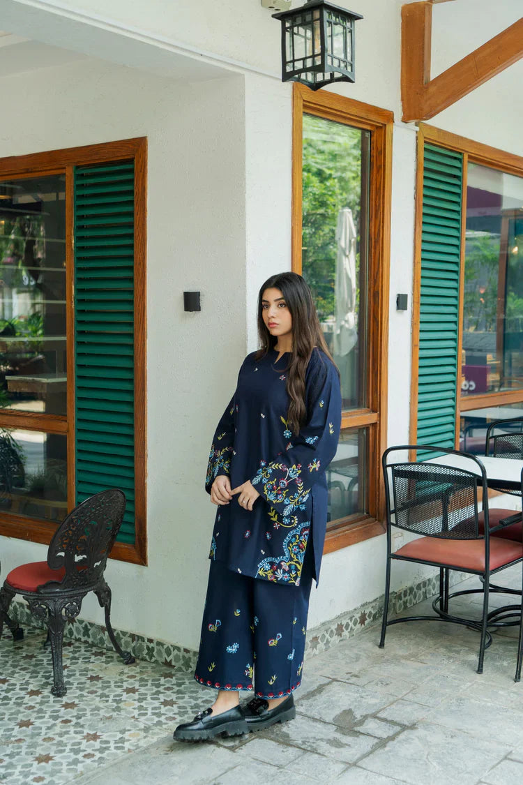 URGE-2PC DHANAK EMBROIDERED SHIRT WITH DHANAK EMBROIDRED TROUSER-UR-2705