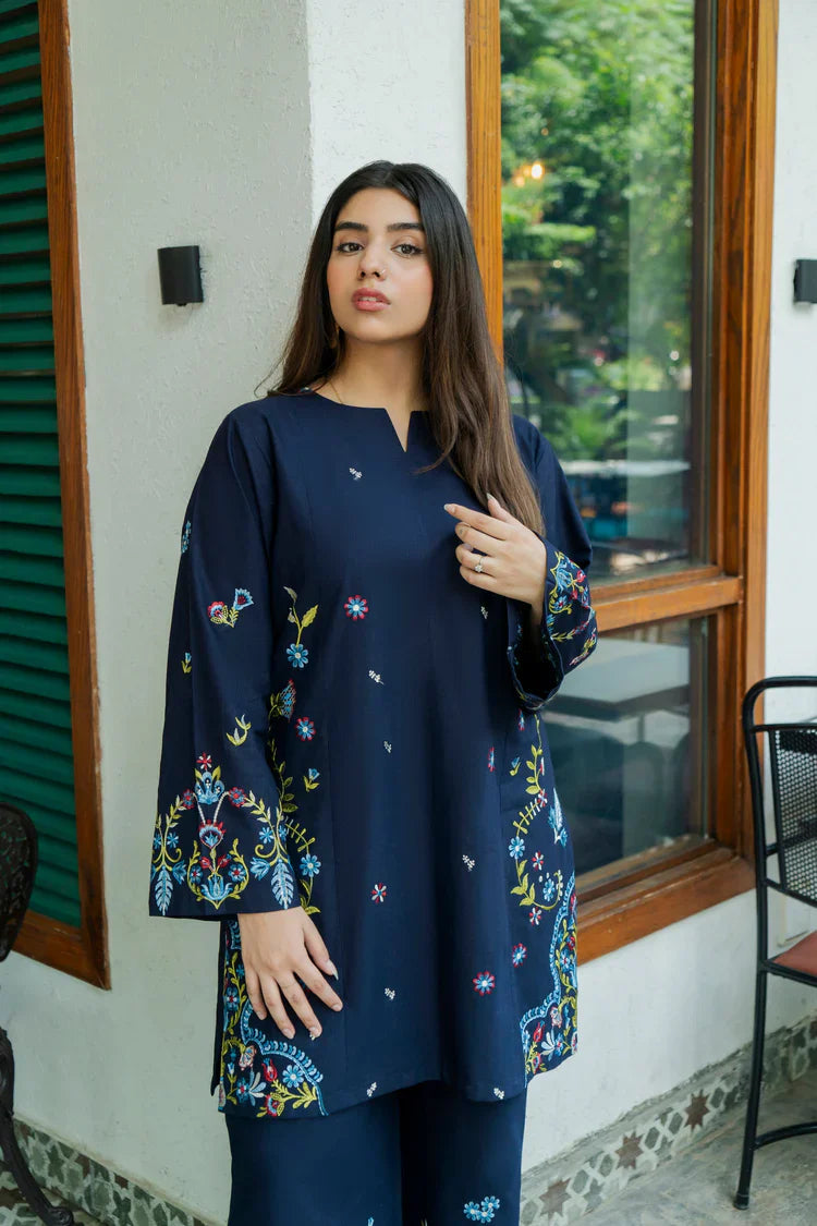 URGE-2PC DHANAK EMBROIDERED SHIRT WITH DHANAK EMBROIDRED TROUSER-UR-2705