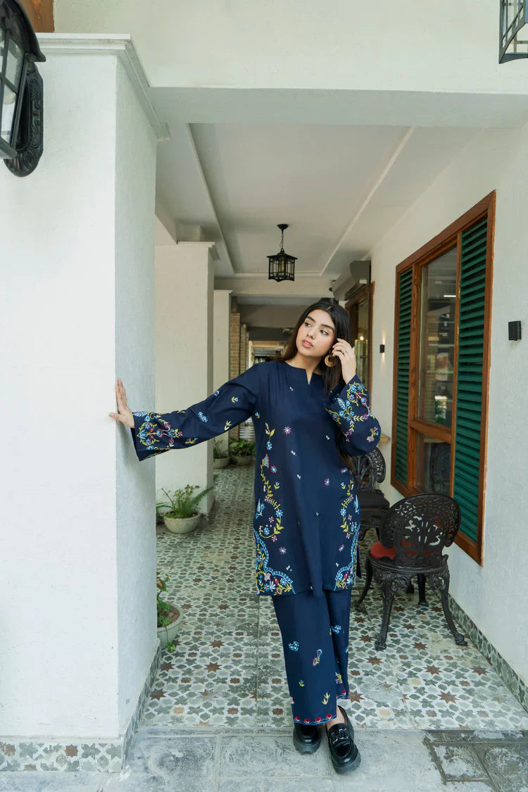 URGE-2PC DHANAK EMBROIDERED SHIRT WITH DHANAK EMBROIDRED TROUSER-UR-2705