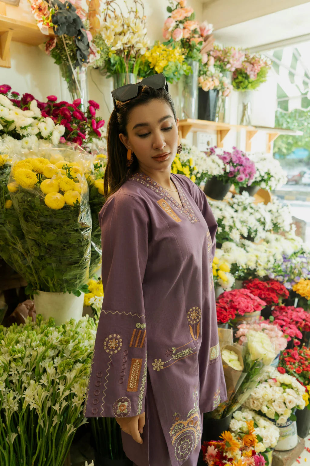 URGE-2PC DHANAK EMBROIDERED SHIRT WITH DHANAK EMBROIDRED TROUSER-UR-2731