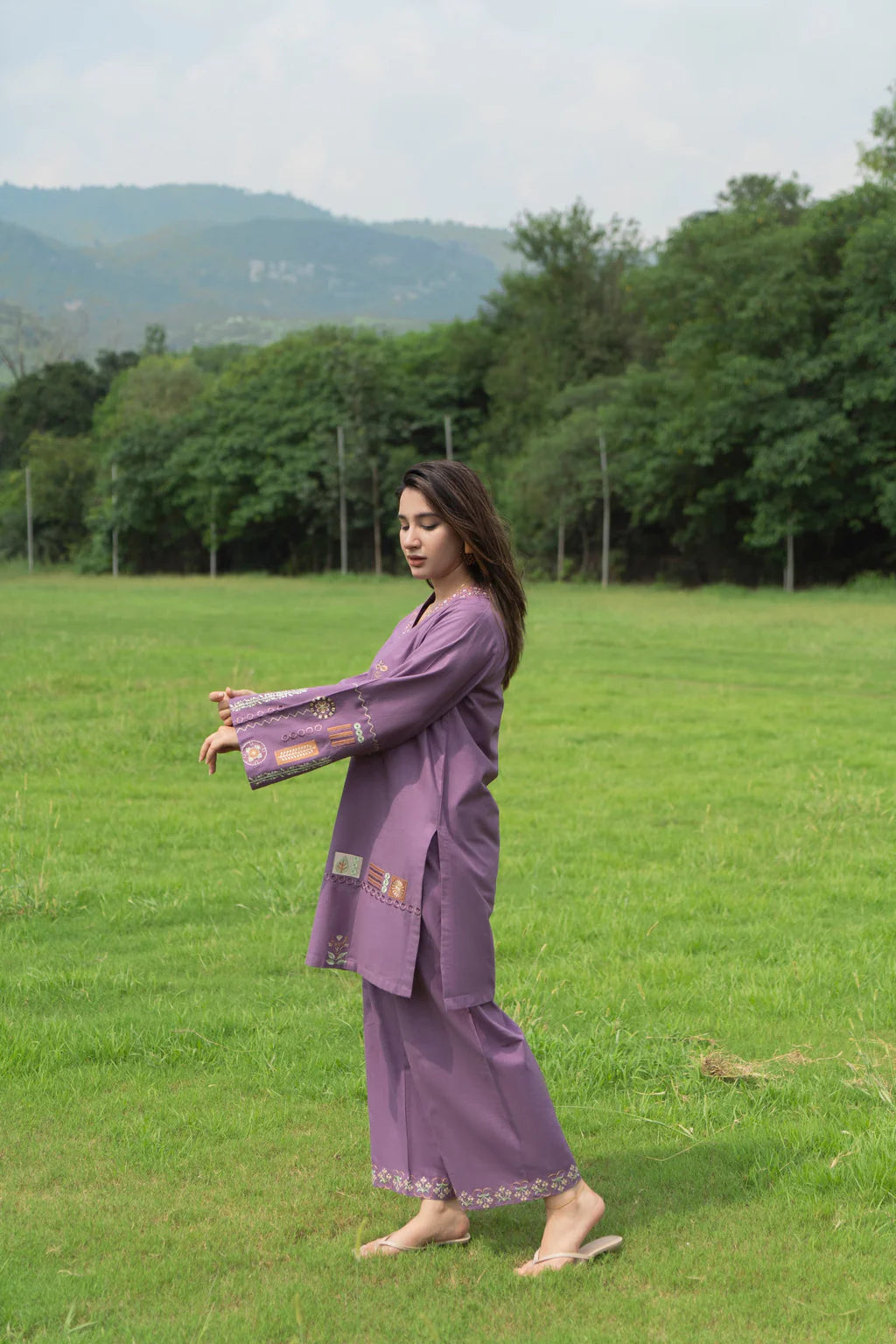 URGE-2PC DHANAK EMBROIDERED SHIRT WITH DHANAK EMBROIDRED TROUSER-UR-2731