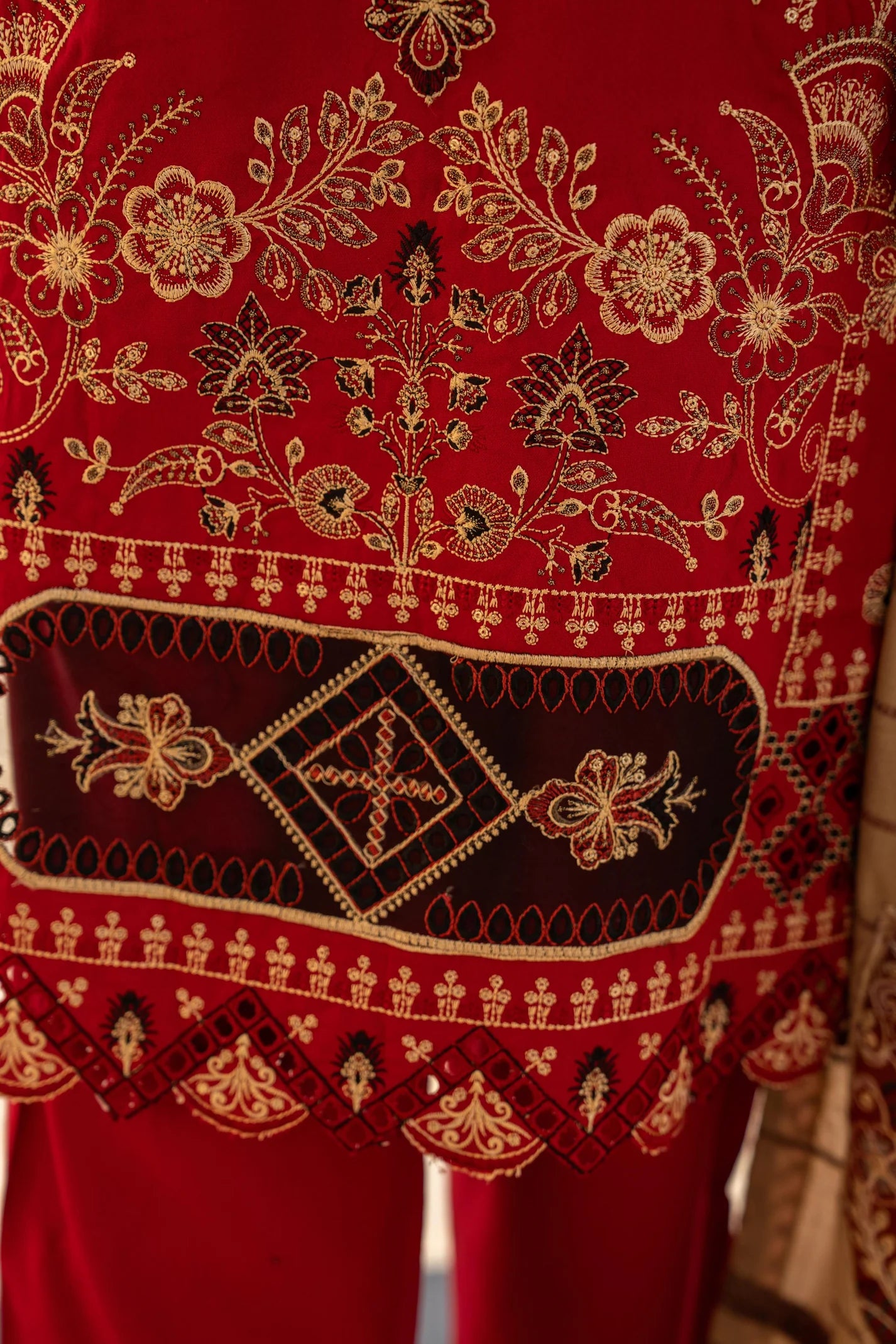 TANA BANA-3PC DHANAK CUTWORK EMBROIDERED SHIRT WITH HEAVY CUTWORK EMBROIDERED JACQUARD WOOL SHAWL -TBF-1002