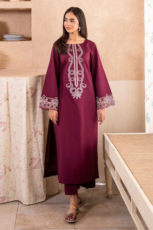 IZEL-2PC DHANAK EMBROIDERED SHIRT WITH DHANAK TROUSER-UR-3301