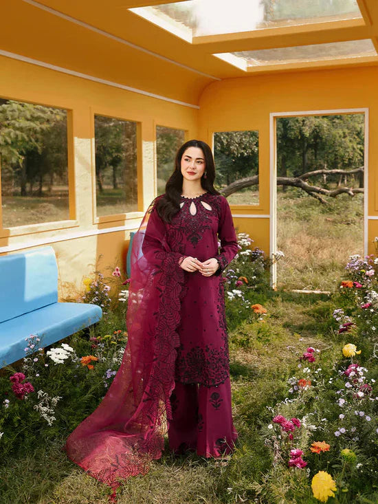 ASIM JOFA-3PC LAWN SEQUIN EMBROIDERED SHIRT WITH KHADDI NET EMB DUPATTA AND EMB TROUSE-UR-4560